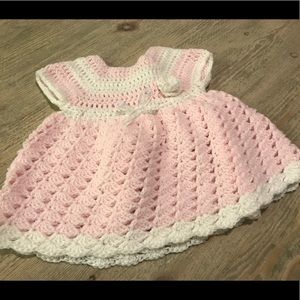 Crocheted Pink and White Baby Dress